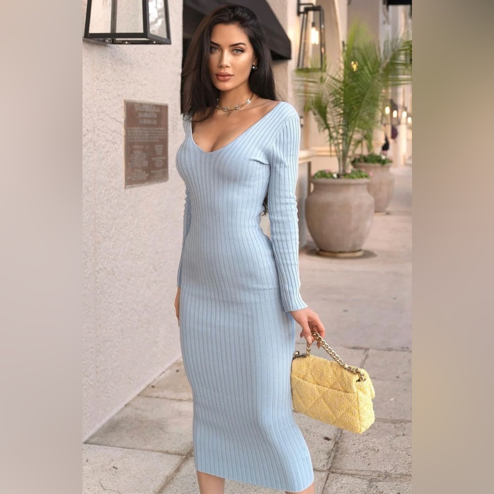 Fashion Nova Small Blue Knit Dress